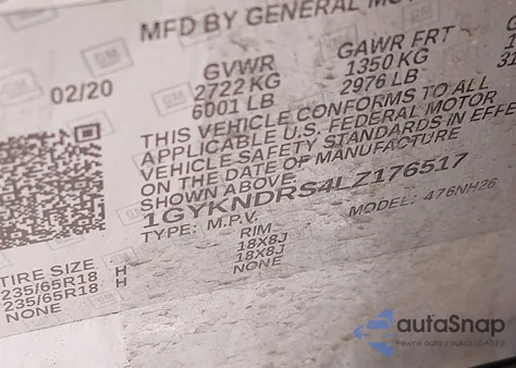 2020 Cadillac Xt5 Awd Premium Luxury z USA, uszkodzony, nr VIN 1GYKNDRS4LZ176517